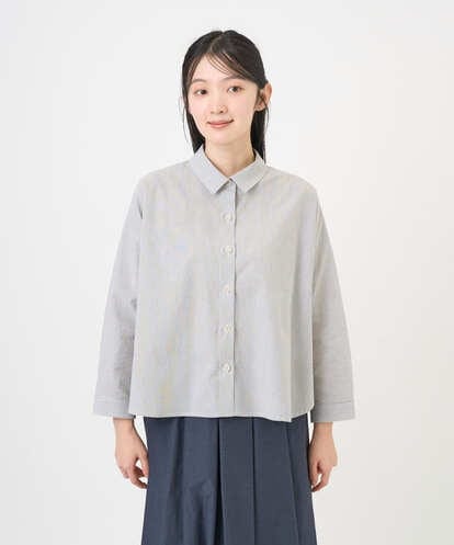 NGBGF21230  [洗える・日本製]コットンシャーリングストライプブラウス