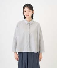 NGBGF21230 GIANNI LO GIUDICE(ジャンニ ロ ジュディチェ) [洗える・日本製]コットンシャーリングストライプブラウス ダークグレー