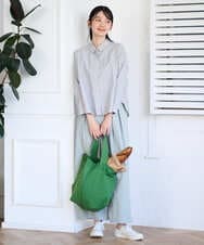 NGBGF21230 GIANNI LO GIUDICE(ジャンニ ロ ジュディチェ) [洗える・日本製]コットンシャーリングストライプブラウス ダークグレー