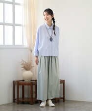 NGBGF21230 GIANNI LO GIUDICE(ジャンニ ロ ジュディチェ) [洗える・日本製]コットンシャーリングストライプブラウス ダークグレー