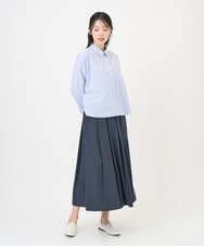 NGBGF21230 GIANNI LO GIUDICE(ジャンニ ロ ジュディチェ) [洗える・日本製]コットンシャーリングストライプブラウス ダークグレー