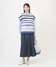 NGBGF21230 GIANNI LO GIUDICE(ジャンニ ロ ジュディチェ) [洗える・日本製]コットンシャーリングストライプブラウス ダークグレー