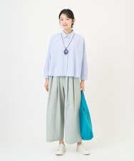 NGBGF21230 GIANNI LO GIUDICE(ジャンニ ロ ジュディチェ) [洗える・日本製]コットンシャーリングストライプブラウス ダークグレー