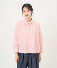 NGBGF21230 GIANNI LO GIUDICE(ジャンニ ロ ジュディチェ) [洗える・日本製]コットンシャーリングストライプブラウス ダークグレー