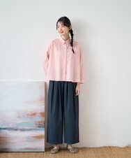 NGBGF21230 GIANNI LO GIUDICE(ジャンニ ロ ジュディチェ) [洗える・日本製]コットンシャーリングストライプブラウス ダークグレー