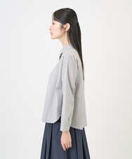 NGBGF21230 GIANNI LO GIUDICE(ジャンニ ロ ジュディチェ) [洗える・日本製]コットンシャーリングストライプブラウス ダークグレー