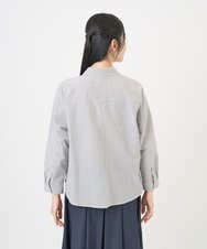 NGBGF21230 GIANNI LO GIUDICE(ジャンニ ロ ジュディチェ) [洗える・日本製]コットンシャーリングストライプブラウス ダークグレー