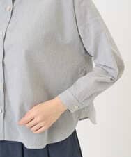 NGBGF21230 GIANNI LO GIUDICE(ジャンニ ロ ジュディチェ) [洗える・日本製]コットンシャーリングストライプブラウス ダークグレー