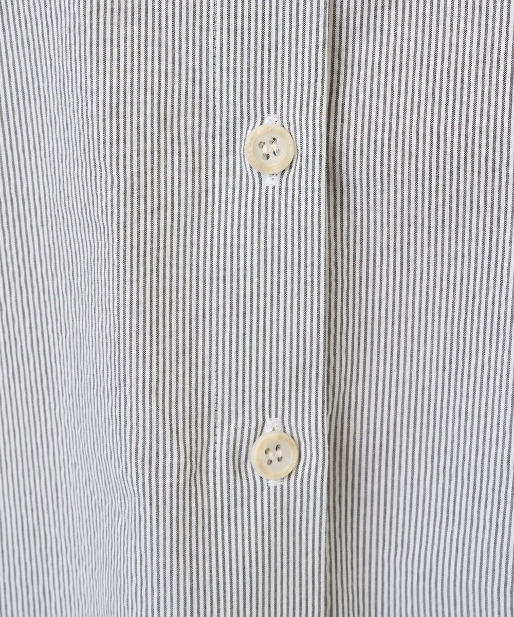 NGBGF21230 GIANNI LO GIUDICE(ジャンニ ロ ジュディチェ) [洗える・日本製]コットンシャーリングストライプブラウス ダークグレー