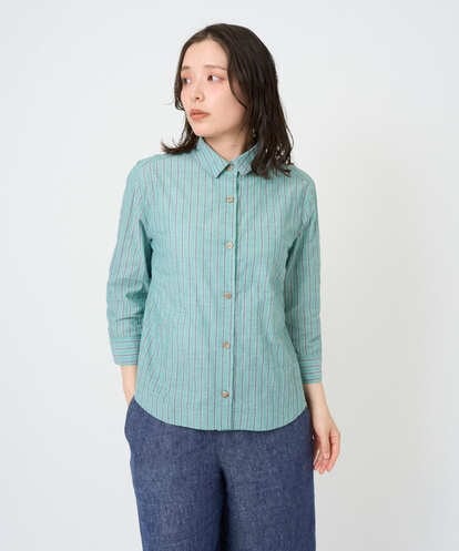 NGBGF48230 GIANNI LO GIUDICE [洗える・日本製]コットンシャーリングストライプブラウス