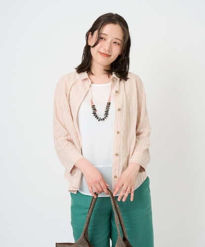 NGBGF48230 GIANNI LO GIUDICE [洗える・日本製]コットンシャーリングストライプブラウス