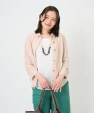 NGBGF48230 GIANNI LO GIUDICE(ジャンニ ロ ジュディチェ) [洗える・日本製]コットンシャーリングストライプブラウス オレンジベージュ