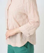 NGBGF48230 GIANNI LO GIUDICE(ジャンニ ロ ジュディチェ) [洗える・日本製]コットンシャーリングストライプブラウス オレンジベージュ