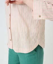 NGBGF48230 GIANNI LO GIUDICE(ジャンニ ロ ジュディチェ) [洗える・日本製]コットンシャーリングストライプブラウス オレンジベージュ