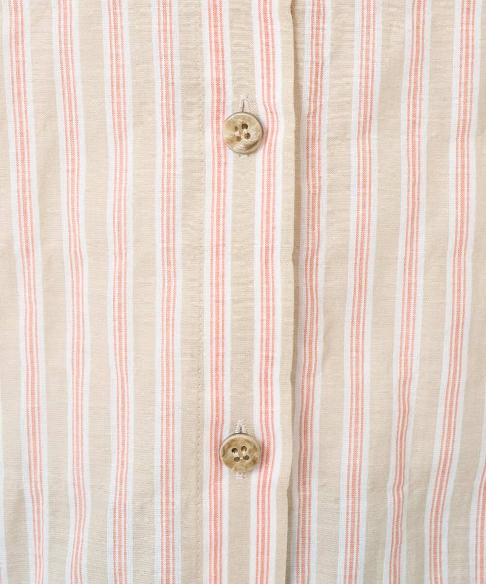 NGBGF48230 GIANNI LO GIUDICE(ジャンニ ロ ジュディチェ) [洗える・日本製]コットンシャーリングストライプブラウス オレンジベージュ