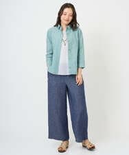 NGBGF48230 GIANNI LO GIUDICE(ジャンニ ロ ジュディチェ) [洗える・日本製]コットンシャーリングストライプブラウス オレンジベージュ