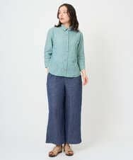 NGBGF48230 GIANNI LO GIUDICE(ジャンニ ロ ジュディチェ) [洗える・日本製]コットンシャーリングストライプブラウス オレンジベージュ