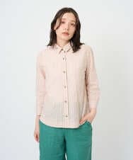 NGBGF48230 GIANNI LO GIUDICE(ジャンニ ロ ジュディチェ) [洗える・日本製]コットンシャーリングストライプブラウス オレンジベージュ