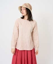 NGBGF49210 GIANNI LO GIUDICE(ジャンニ ロ ジュディチェ) [洗える・日本製]コットンシャーリングストライププルオーバーブラウス オレンジベージュ