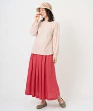 NGBGF49210 GIANNI LO GIUDICE(ジャンニ ロ ジュディチェ) [洗える・日本製]コットンシャーリングストライププルオーバーブラウス オレンジベージュ