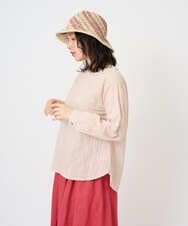 NGBGF49210 GIANNI LO GIUDICE(ジャンニ ロ ジュディチェ) [洗える・日本製]コットンシャーリングストライププルオーバーブラウス オレンジベージュ