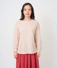 NGBGF49210 GIANNI LO GIUDICE(ジャンニ ロ ジュディチェ) [洗える・日本製]コットンシャーリングストライププルオーバーブラウス オレンジベージュ