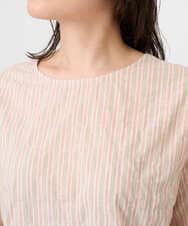 NGBGF49210 GIANNI LO GIUDICE(ジャンニ ロ ジュディチェ) [洗える・日本製]コットンシャーリングストライププルオーバーブラウス オレンジベージュ