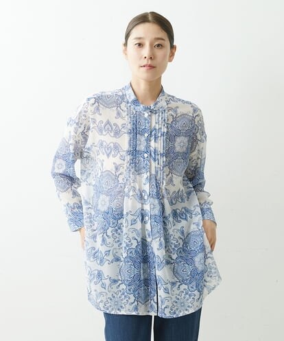 NGBGS11360 GIANNI LO GIUDICE [洗える・日本製]楊柳プリントロングブラウス