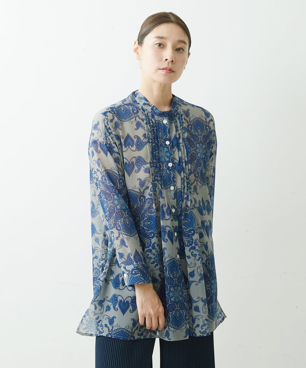 NGBGS11360 GIANNI LO GIUDICE [洗える・日本製]楊柳プリントロングブラウス