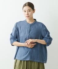 NGBGS30230 GIANNI LO GIUDICE(ジャンニ ロ ジュディチェ) [洗える]ローンエンブロイダリー刺繍ブラウス ブルー