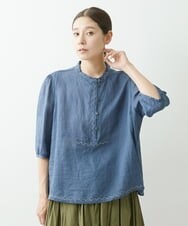 NGBGS30230 GIANNI LO GIUDICE(ジャンニ ロ ジュディチェ) [洗える]ローンエンブロイダリー刺繍ブラウス ブルー