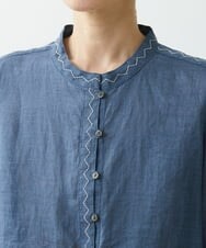 NGBGS30230 GIANNI LO GIUDICE(ジャンニ ロ ジュディチェ) [洗える]ローンエンブロイダリー刺繍ブラウス ブルー