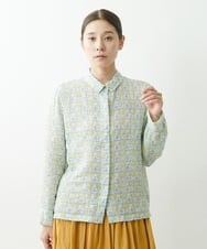 NGBGS32220 GIANNI LO GIUDICE(ジャンニ ロ ジュディチェ) [洗える]ジャスミン柄リネンブラウス ライトブルー