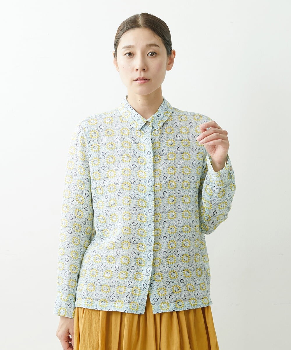 NGBGS32220 GIANNI LO GIUDICE [洗える]ジャスミン柄リネンブラウス