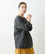 NGBGS42290 GIANNI LO GIUDICE(ジャンニ ロ ジュディチェ) [洗える・日本製]ナスカ柄リネンブラウス ネイビー