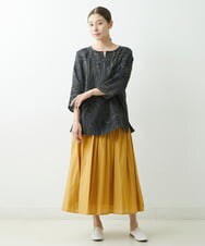 NGBGS42290 GIANNI LO GIUDICE(ジャンニ ロ ジュディチェ) [洗える・日本製]ナスカ柄リネンブラウス ネイビー