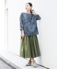 NGBGS42290 GIANNI LO GIUDICE(ジャンニ ロ ジュディチェ) [洗える・日本製]ナスカ柄リネンブラウス ダークグレー