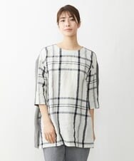 NGBGT32330 GIANNI LO GIUDICE(ジャンニ ロ ジュディチェ) [洗える]リネンワントンチェックブラウス ホワイト
