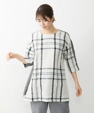 NGBGT32330 GIANNI LO GIUDICE(ジャンニ ロ ジュディチェ) [洗える]リネンワントンチェックブラウス ホワイト
