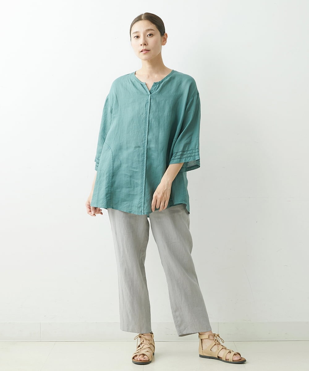 NGBGU33230 GIANNI LO GIUDICE(ジャンニ ロ ジュディチェ) [洗える]コットン製品染めブラウス グリーン