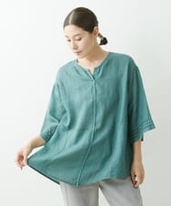 NGBGU33230 GIANNI LO GIUDICE(ジャンニ ロ ジュディチェ) [洗える]コットン製品染めブラウス グリーン