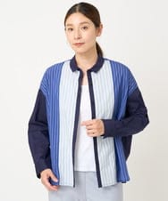 NGBGV26200 GIANNI LO GIUDICE(ジャンニ ロ ジュディチェ) [洗える]トリオストライプ長袖シャツブラウス ネイビー