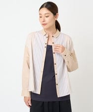 NGBGV26200 GIANNI LO GIUDICE(ジャンニ ロ ジュディチェ) [洗える]トリオストライプ長袖シャツブラウス ベージュ