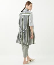 NGBGV53290 GIANNI LO GIUDICE(ジャンニ ロ ジュディチェ) [洗える]リネンランダムストライプ柄ロングジレ カーキ
