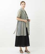 NGBGV53290 GIANNI LO GIUDICE(ジャンニ ロ ジュディチェ) [洗える]リネンランダムストライプ柄ロングジレ カーキ