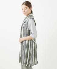NGBGV53290 GIANNI LO GIUDICE(ジャンニ ロ ジュディチェ) [洗える]リネンランダムストライプ柄ロングジレ カーキ
