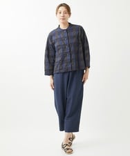 NGBGX28220 GIANNI LO GIUDICE(ジャンニ ロ ジュディチェ) [洗える]塩縮ブロックチェックシャツブラウス ネイビーブルー