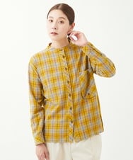 NGBGX55230 GIANNI LO GIUDICE(ジャンニ ロ ジュディチェ) [洗える]先染めコットンチェックブラウス イエロー