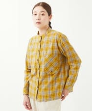 NGBGX55230 GIANNI LO GIUDICE(ジャンニ ロ ジュディチェ) [洗える]先染めコットンチェックブラウス イエロー