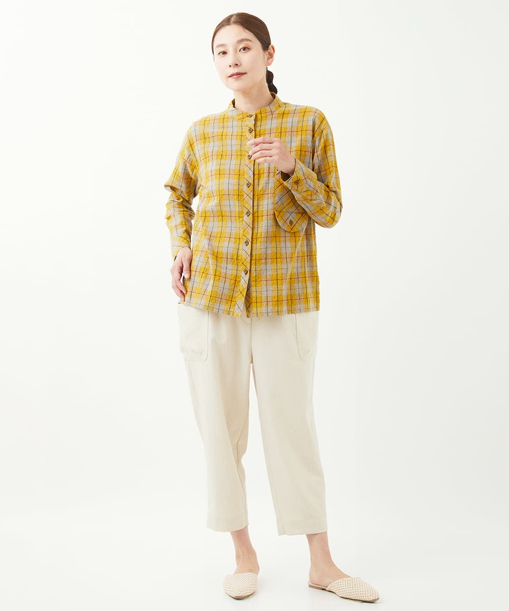 NGBGX55230 GIANNI LO GIUDICE(ジャンニ ロ ジュディチェ) [洗える]先染めコットンチェックブラウス イエロー